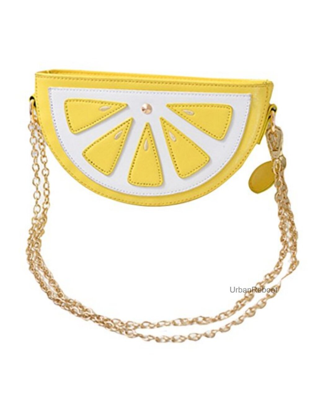 Mini PU Leather Crossbody Bag Lemon Shape Chain Strap Summer Beach Purse
